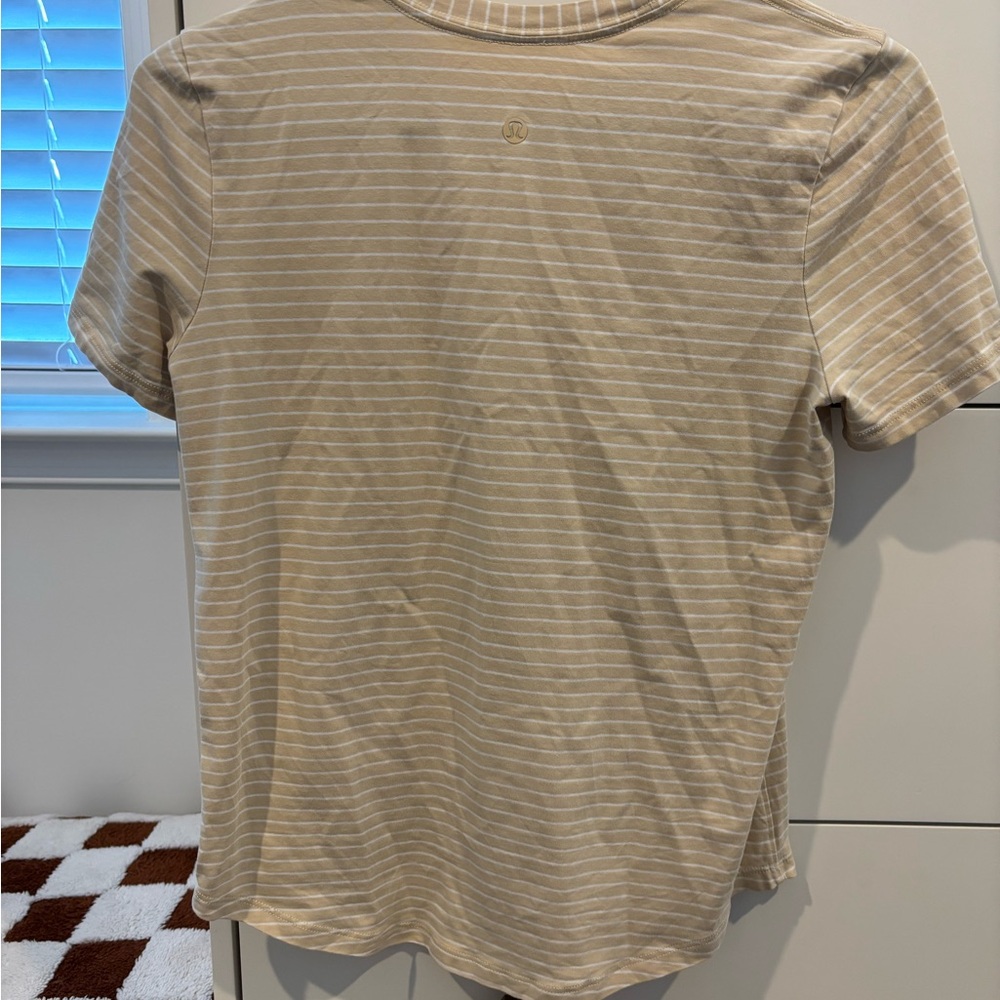 lululemon athletica women’s Tan Striped Tee